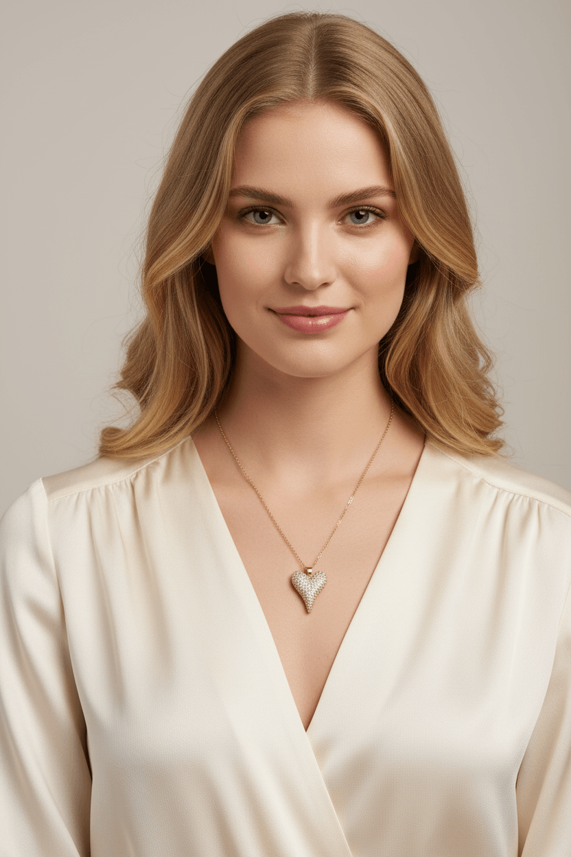Collana da donna in acciaio con cuore pendente. regolabile