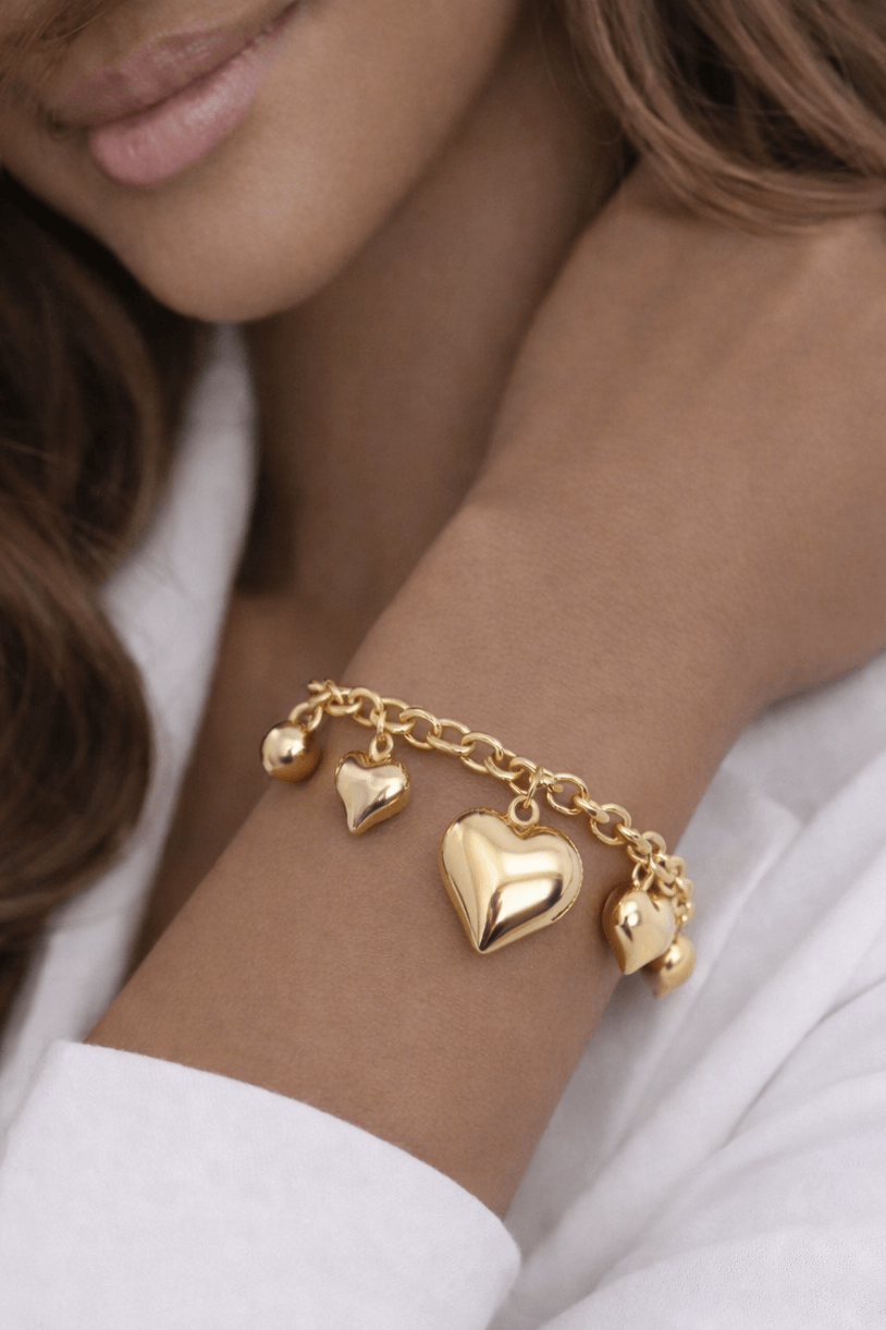 Bracciale Portofino oro con pendenti a cuore