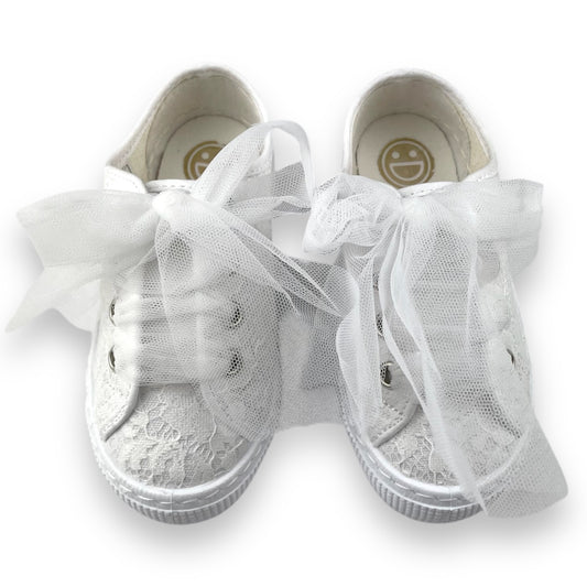 Zapatos de spindoctor de encaje blanco con cordones de 24 a 38