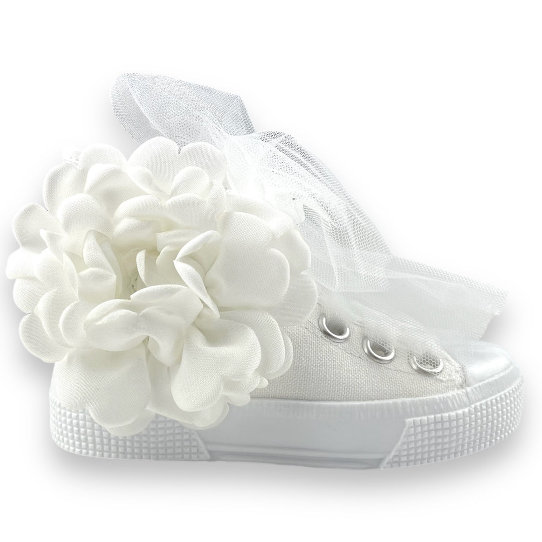 Lacci Scarpe Tulle Bianco Scarpe SPINDOCTOR Bianche Con Fiore