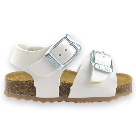 Sandali PLAKTON per bambina bianco chiusura con fibbie dal 19 al 24