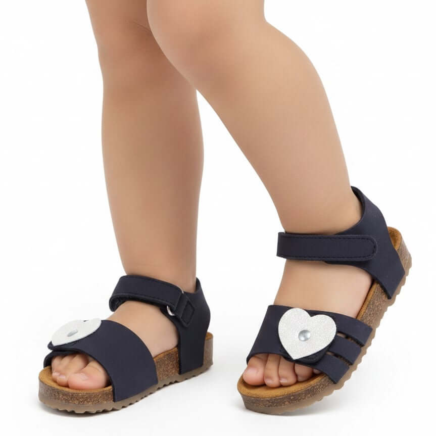 sandali bambina primi passi blu modello  bio flessibili in pelle made in spain taglia 19-24