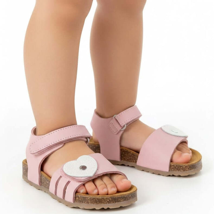 Sandali bambina primi passi modello bio plakton colore rosa in pelle flessiili made in spain taglia 19-24