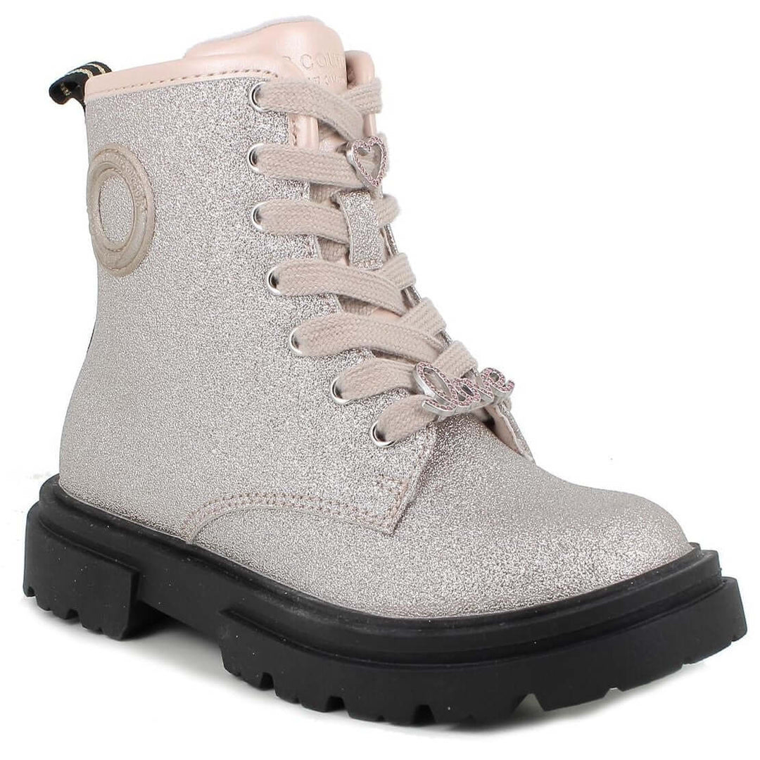 Scarpe Anfibio PRIMIGI glitter platino con charms dal 24 al 35