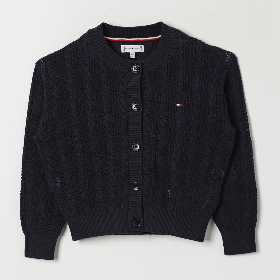 Cardigan TOMMY HILFIGER  in cotone blu da bambina 18 mesi - 10 anni