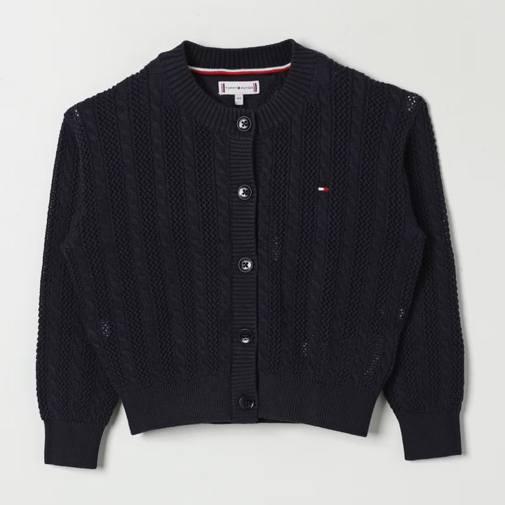 Cardigan TOMMY HILFIGER  in cotone blu da bambina 18 mesi - 10 anni