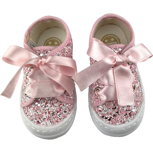 Zapatos Spindoctor Rosa Glitter cordones de 19 a 23