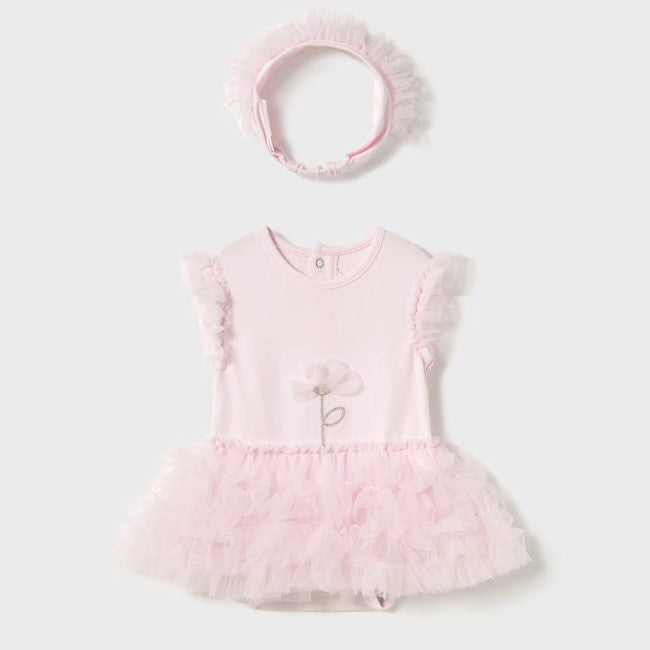 MAYORAL Baby Girl Dress and Headband Pink 1 Month - 18 Months