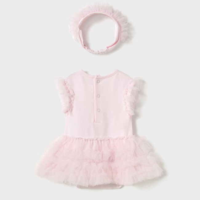 MAYORAL Baby Girl Dress and Headband Pink 1 Month - 18 Months