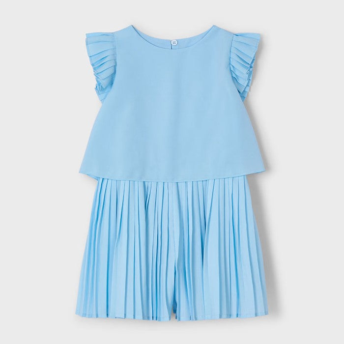 Traje de prefeito de menina a shorts plissados ​​de Leaver 2 anos - 10 anos