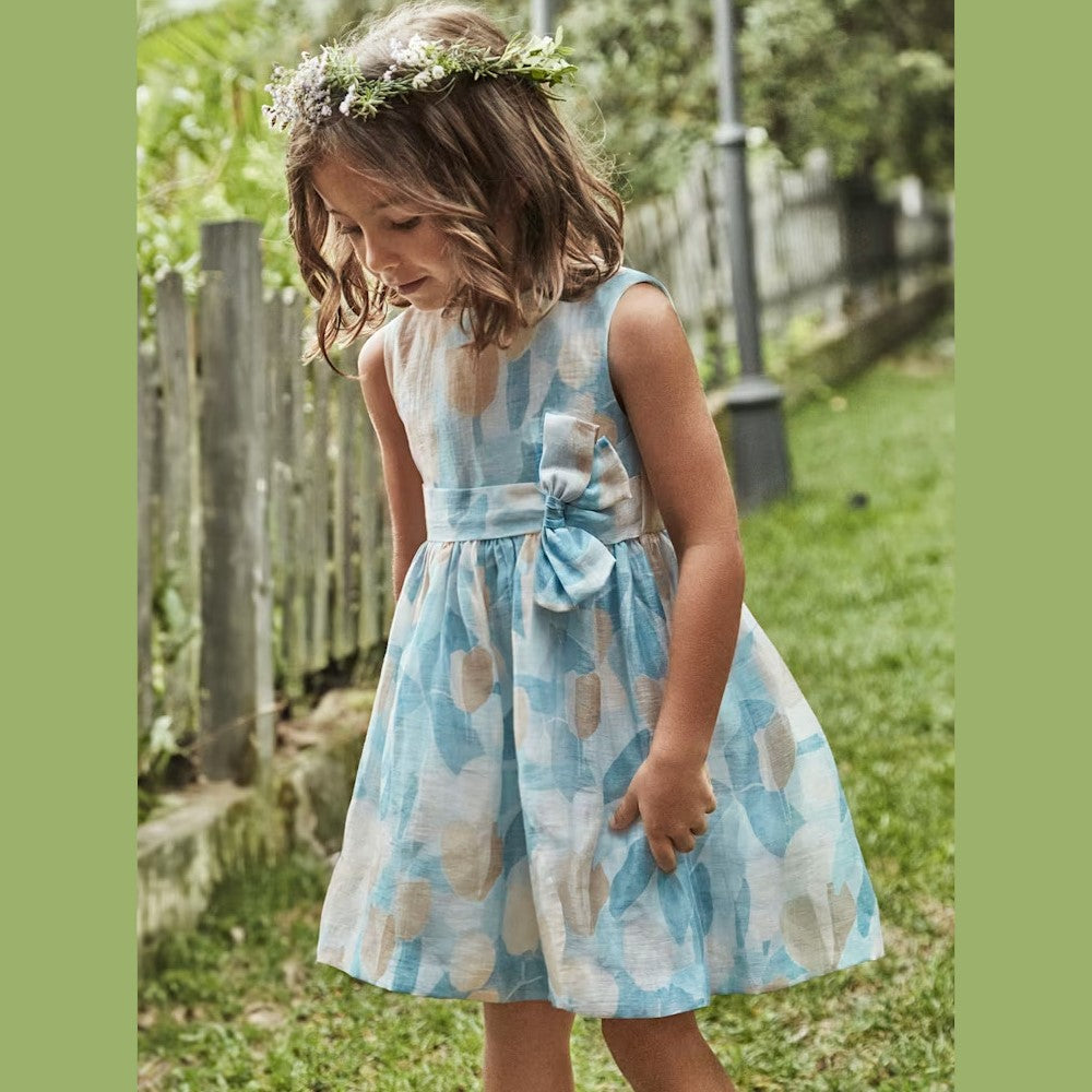 Abito MAYORAL stampato azzurro con scollattura sulla schiena 2 anni - 10 anni
