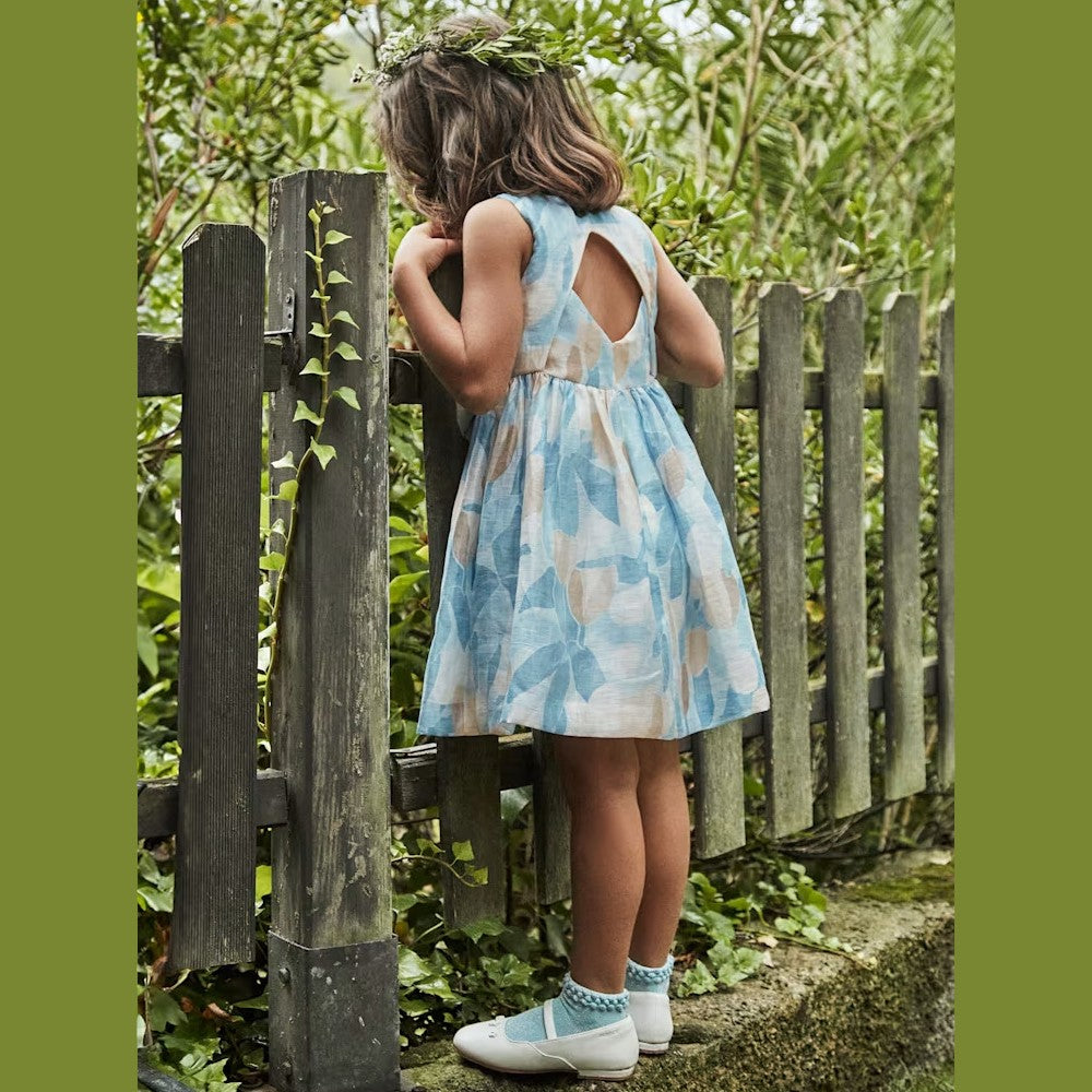 Abito MAYORAL stampato azzurro con scollattura sulla schiena 2 anni - 10 anni