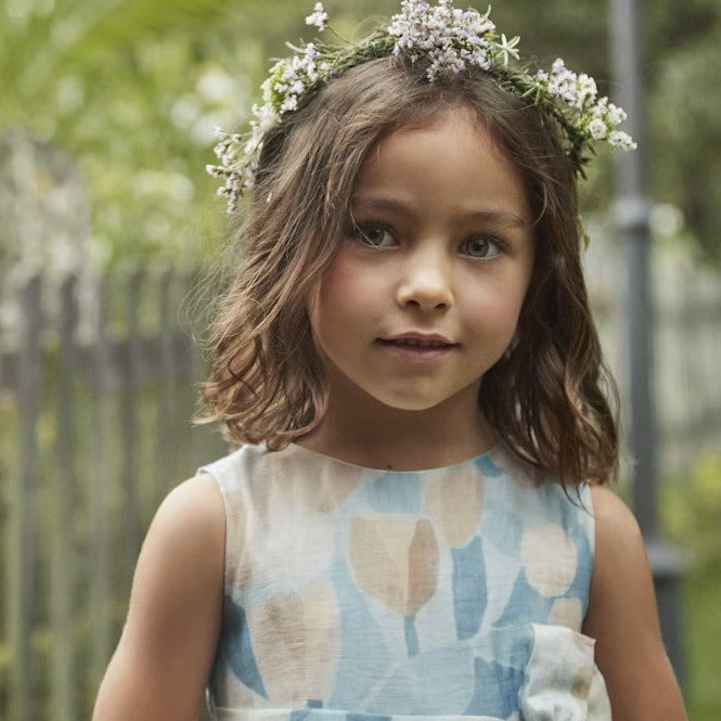 Abito MAYORAL stampato azzurro con scollattura sulla schiena 2 anni - 10 anni