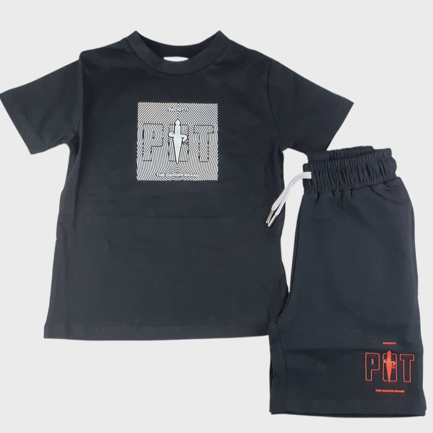 Completo CESARE PACIOTTI kids e junior t-shirt nera e bermuda nero 4 anni - 16 anni