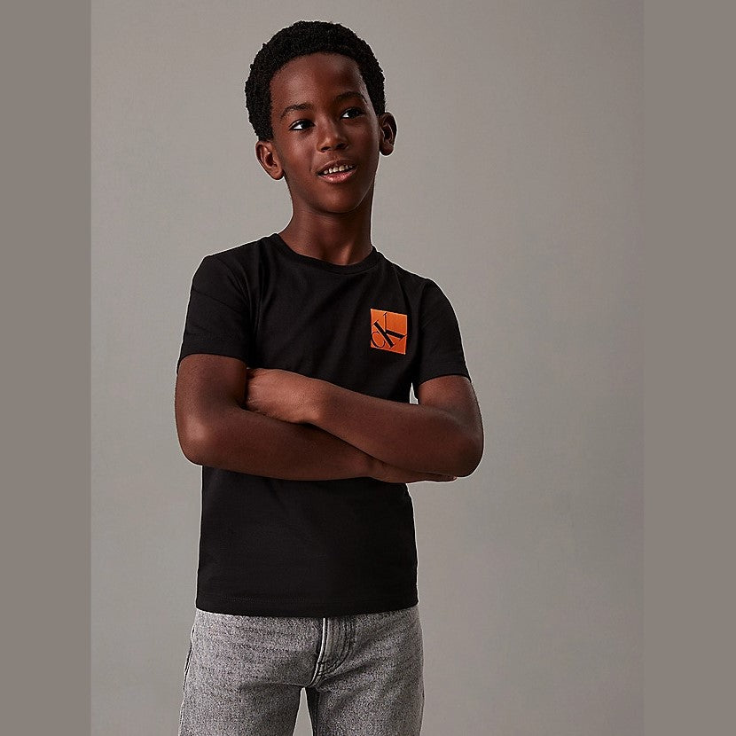 T-shirt CALVIN KLEIN nera logo arancio 4 anni - 16 anni