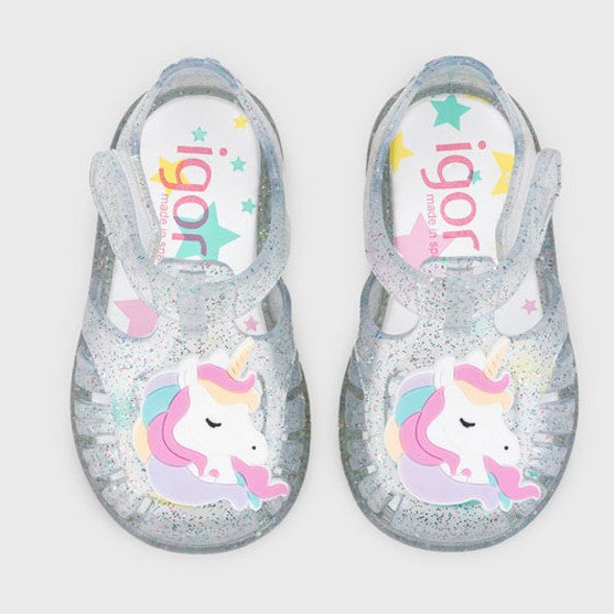 Sandali IGOR unicorno trasparente glitter 20 - 28