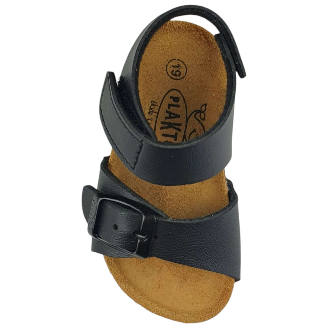 Sandali PLAKTON per bambini nero chiusura con velcro e fibbia dal 19 al 24