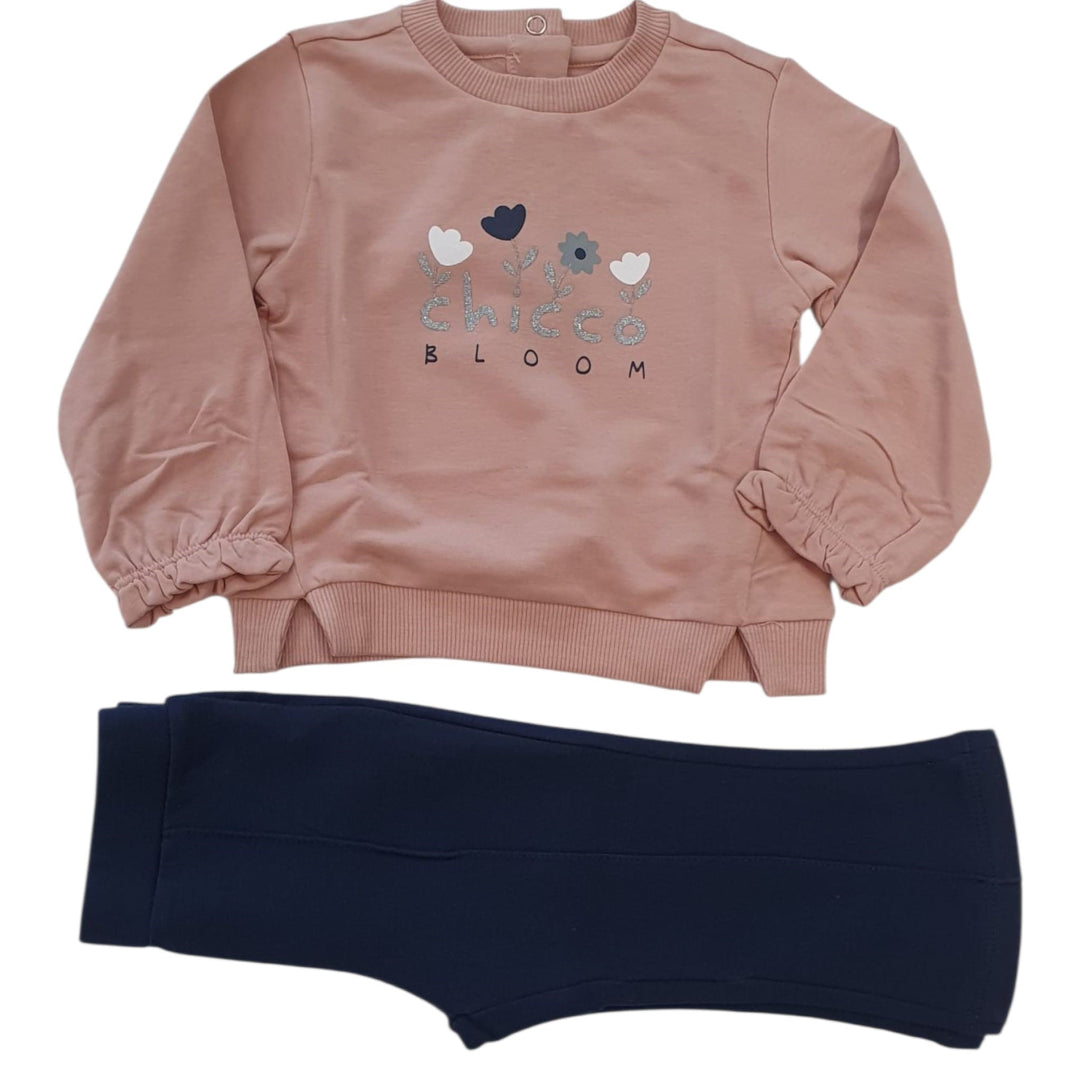 Sudadera rosa de grano completa y pantalones azules 3 meses - 4 años