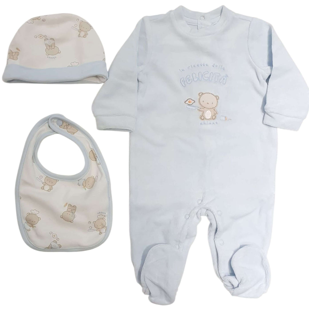 Tutina Cappello e Bavetta CHICCO in ciniglia azzurra con confezione regalo