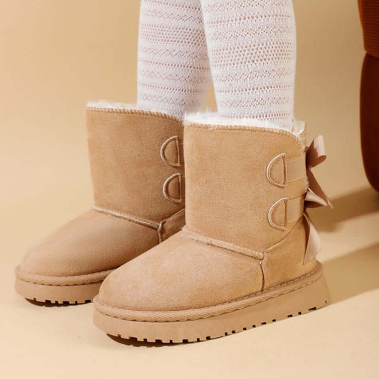 Botas KS by SOFIA con pelo sintético y lazos en la parte trasera beige 25-36