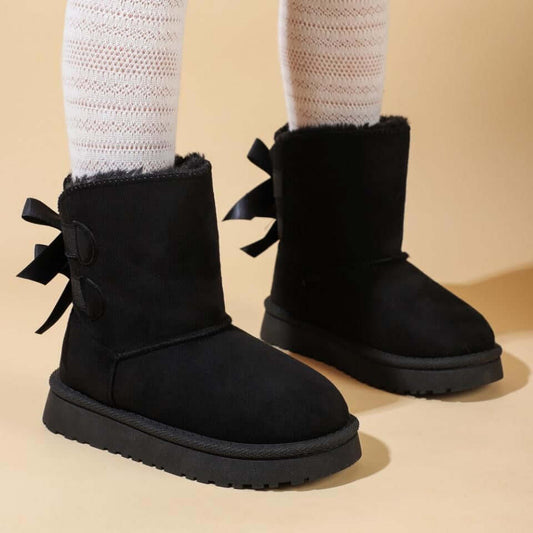 Botas KS by SOFIA con pelo sintético y lazos en la parte trasera negro 25-36