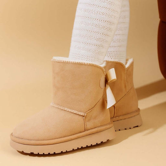 Botines KS by SOFIA con pelo sintético y lazo en la parte trasera beige 21-24