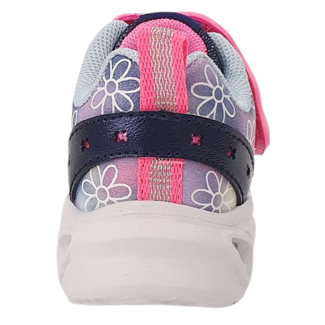 Scarpe GIARDINO D'ORO con luci farfalle blu 20 - 25, retro con dettagli floreali e chiusura in velcro.