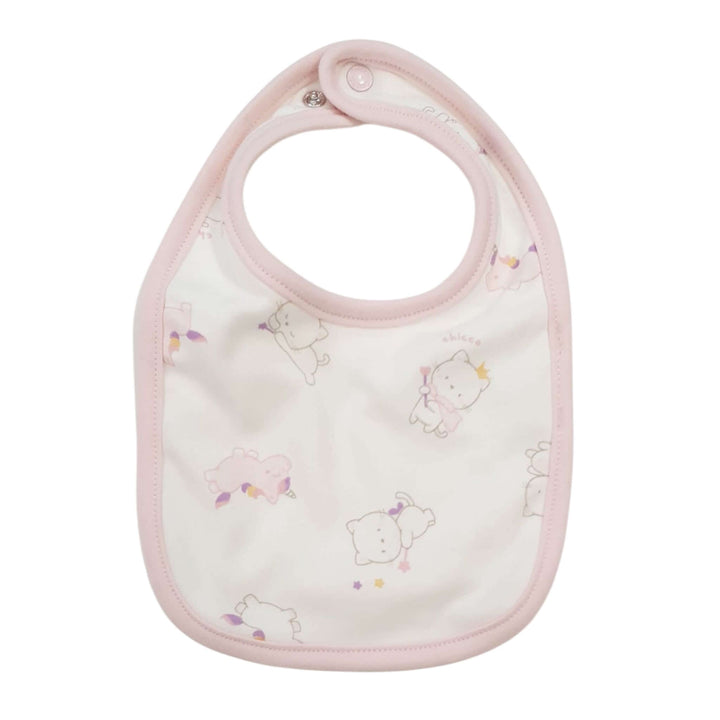 Complete CHICCO onesie, hat and pink female bib in gift box