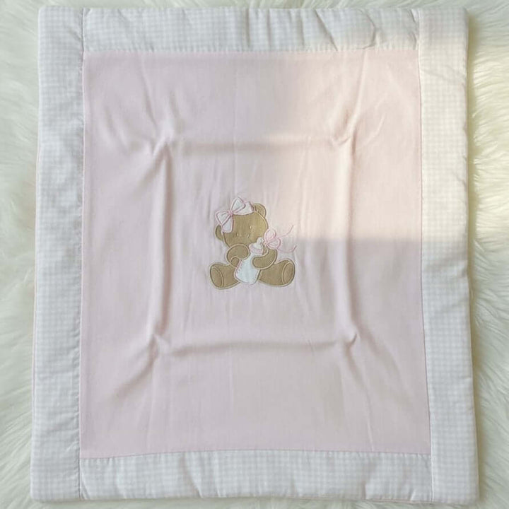 Les jolies chenille blanket with teddy bear