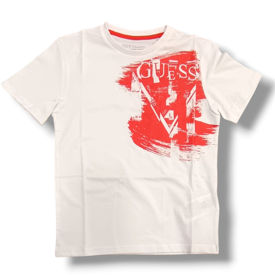 T-shirt GUESS bianca con logo rosso 8 anni - 16 anni