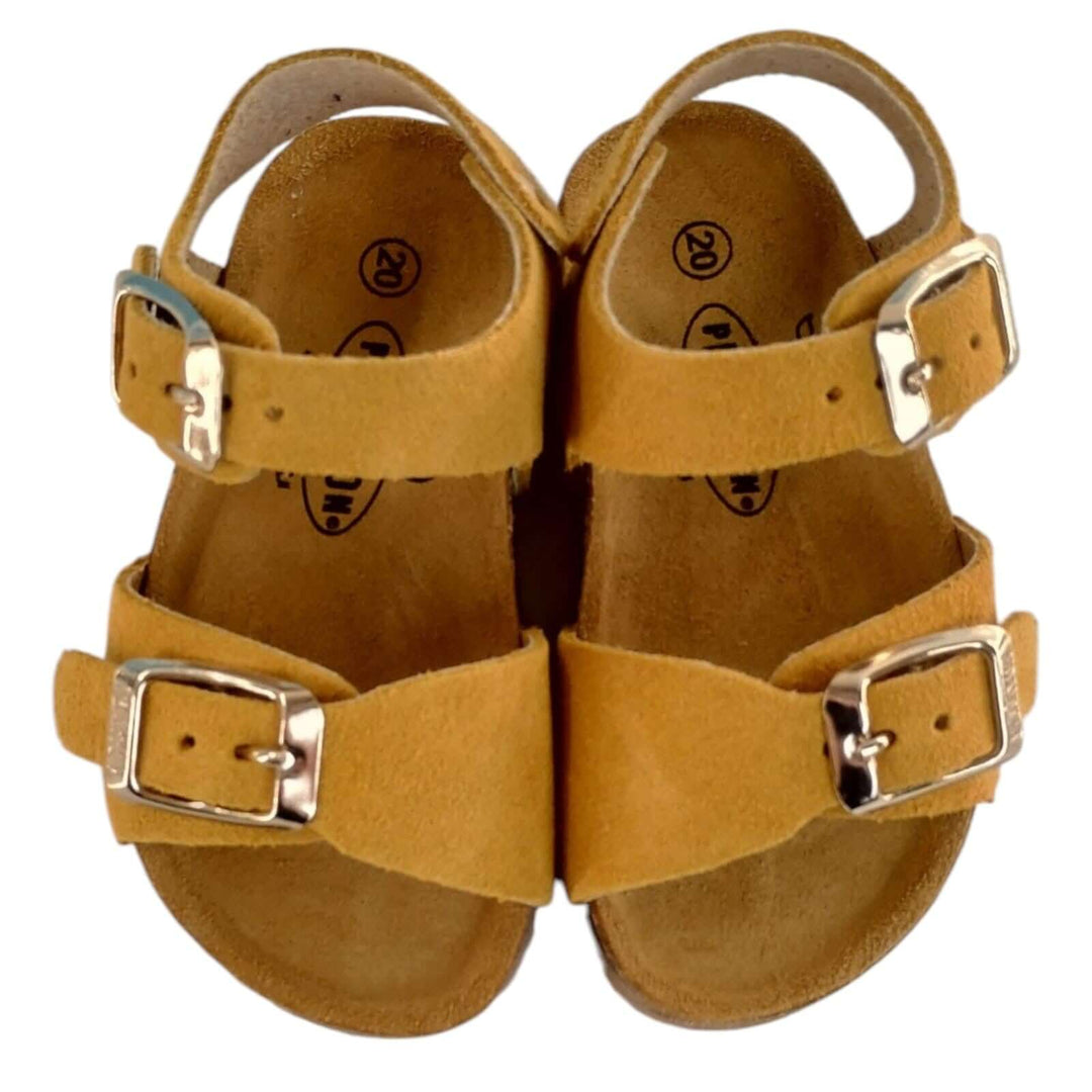 Sandali Primi Passi Plakton Pixel Ocra in Pelle – Suola Flessibile Numeri 19-24