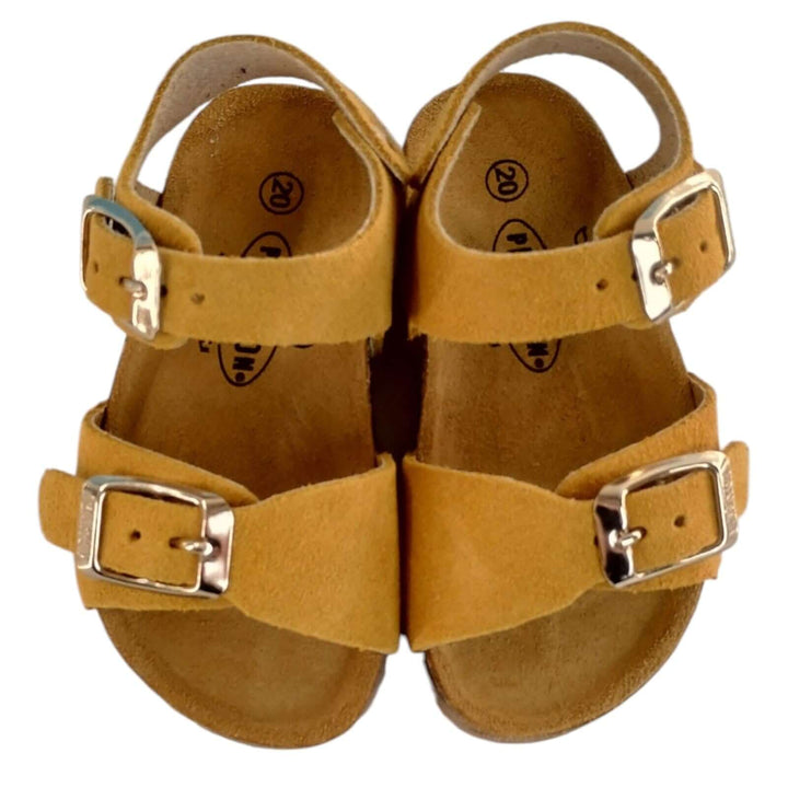 Sandali Primi Passi Plakton Pixel Ocra in Pelle – Suola Flessibile Numeri 19-24