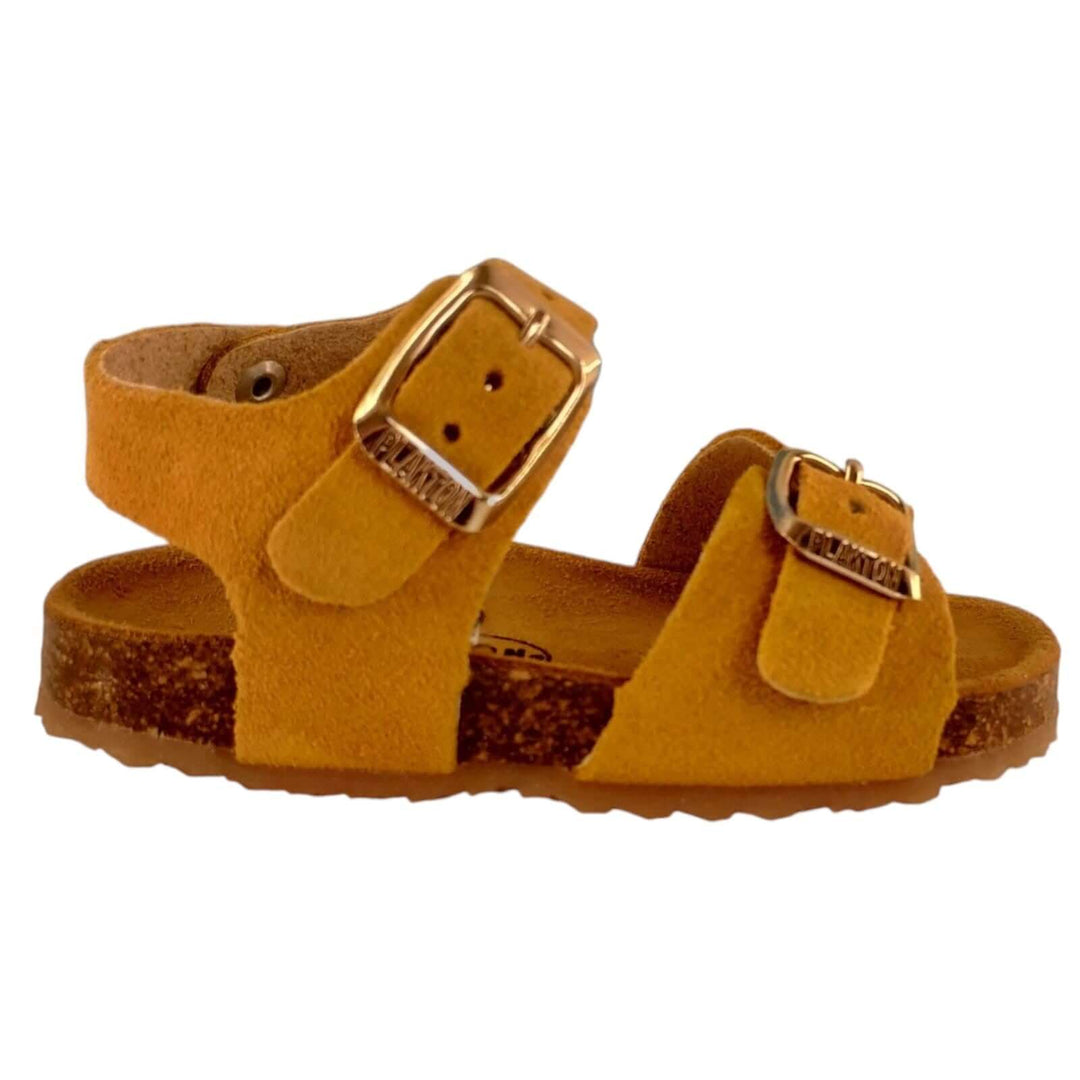 Sandali Primi Passi Plakton Pixel Ocra in Pelle – Suola Flessibile Numeri 19-24