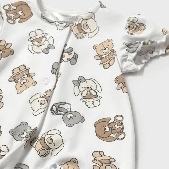MAYORAL baby girl romper with teddy bears white 0 months - 9 months