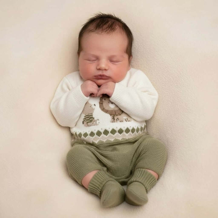 Pelele MAYORAL tricot crema y verde 1 mes - 18 meses