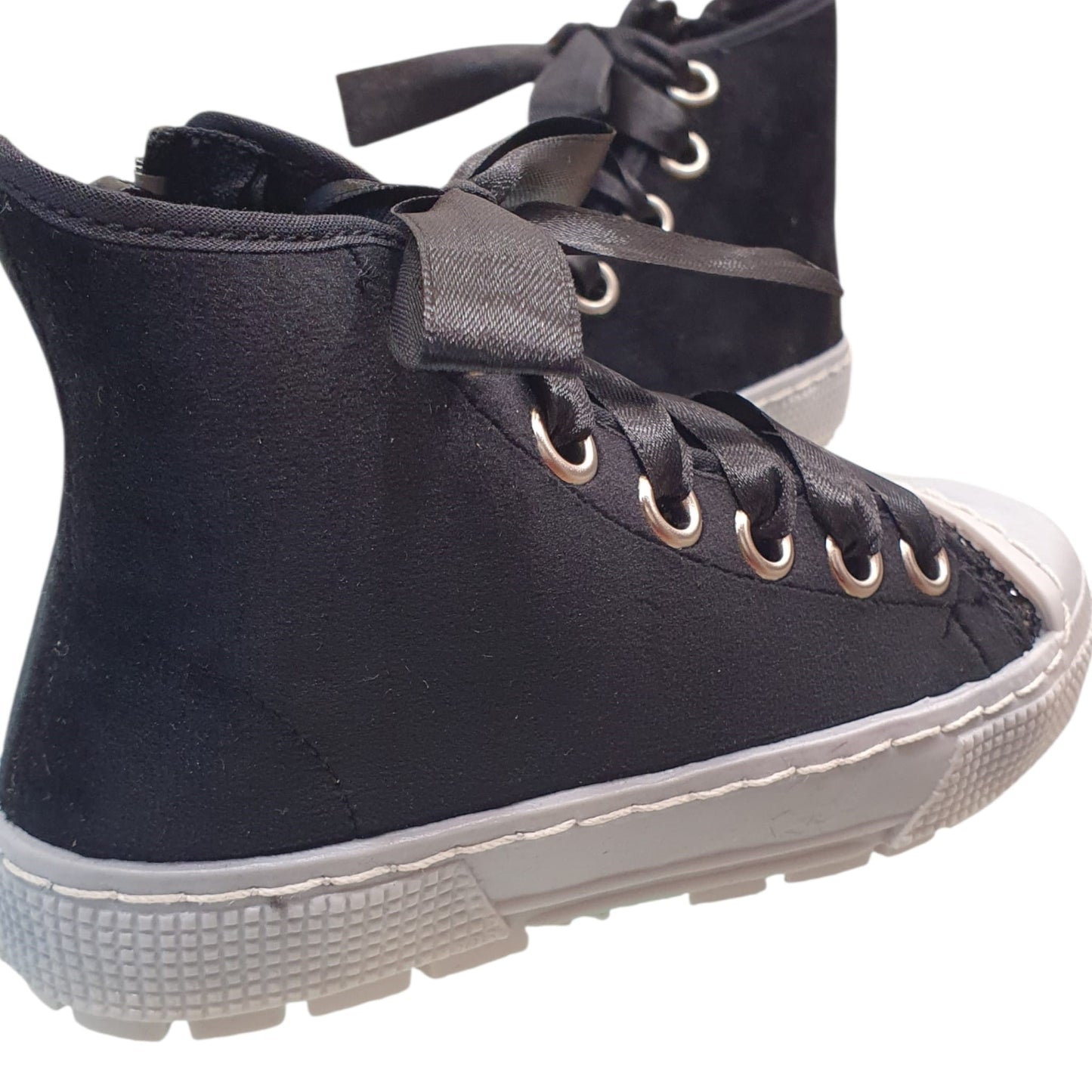 Scarpe SPINDOCTOR velluto nero e glitter con lacci in raso MADE IN ITALY 24 - 35