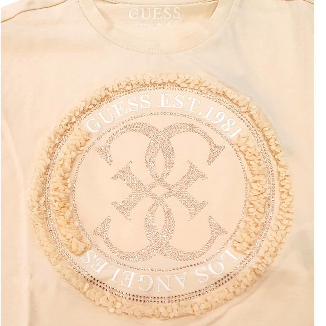 GUESS cropped t-shirt with logo and rhinestones 8 years - 16 years