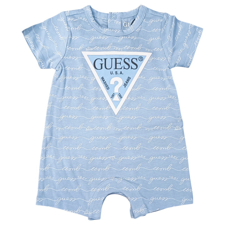 Pagliaccetto GUESS azzurro con maxilogo dotato di scatola regalo 0mesi / 6 mesi