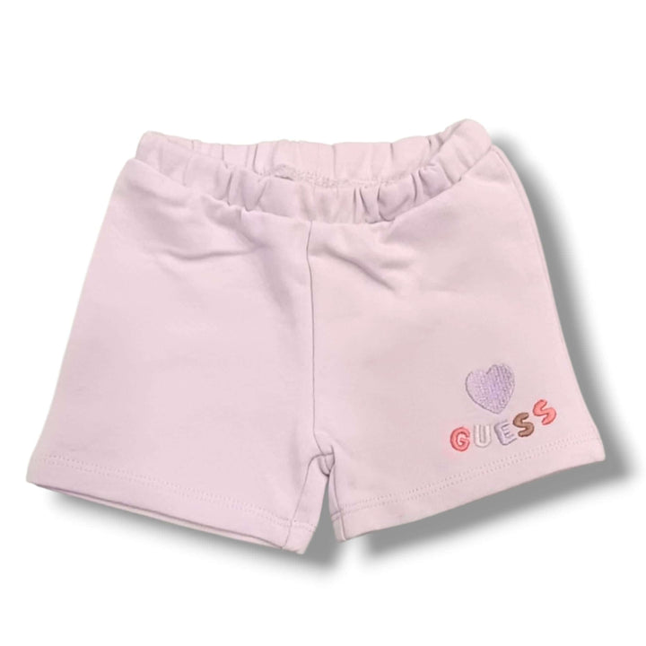 Completo GUESS neonata t-shirt cuore paillettes e shorts rosa  0 mesi - 24 mesi