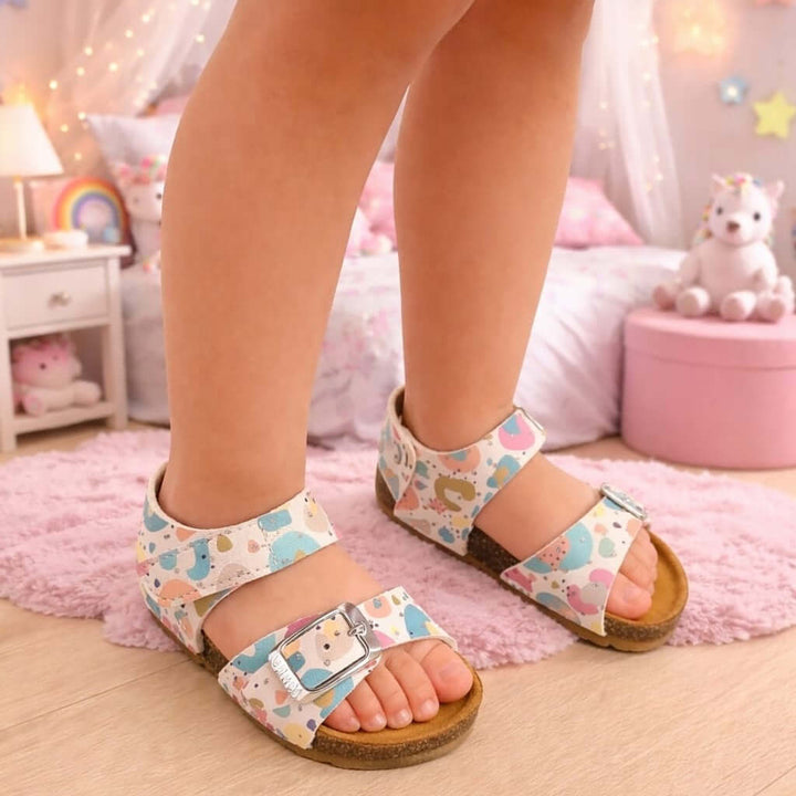 Sandálias estampadas brancas PLAKTON primeiros passos para meninas de 19 a 24 anos