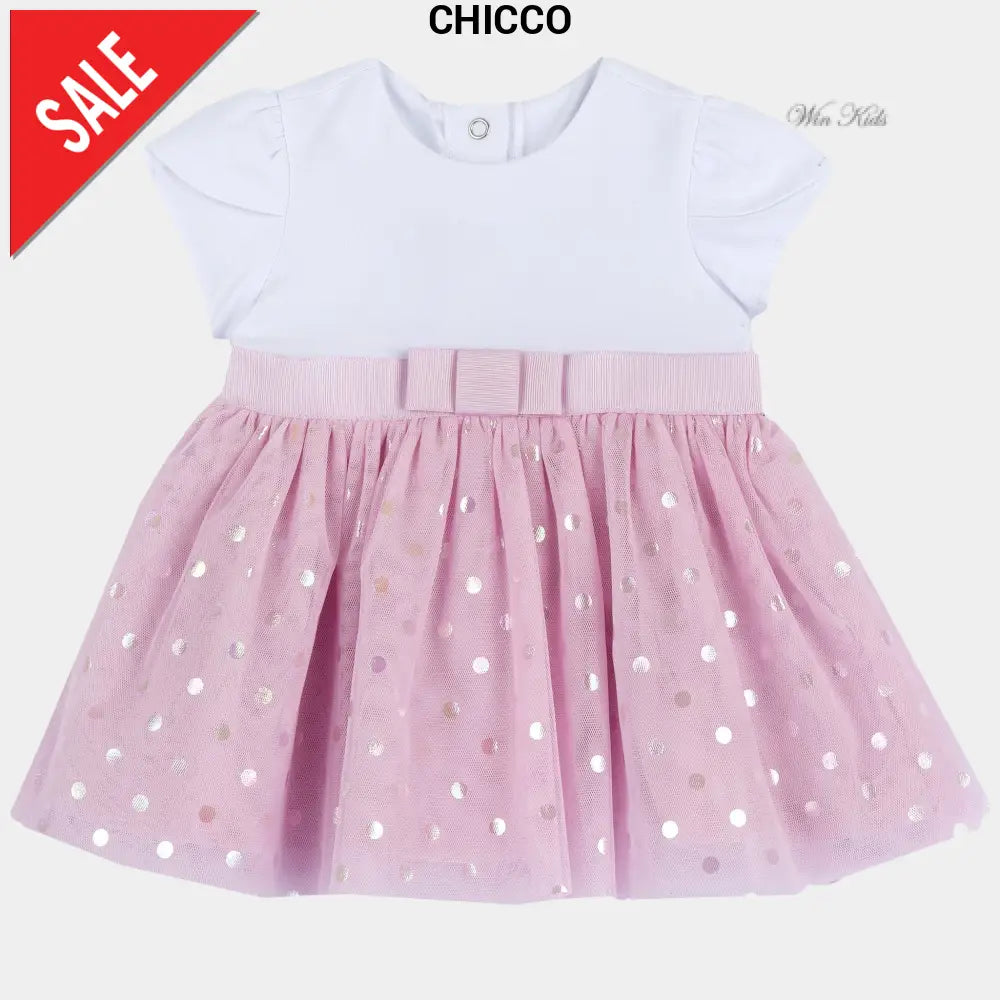 Abito CHICCO bambina bianco e rosa dalla 3mesi alla 2anni Abiti