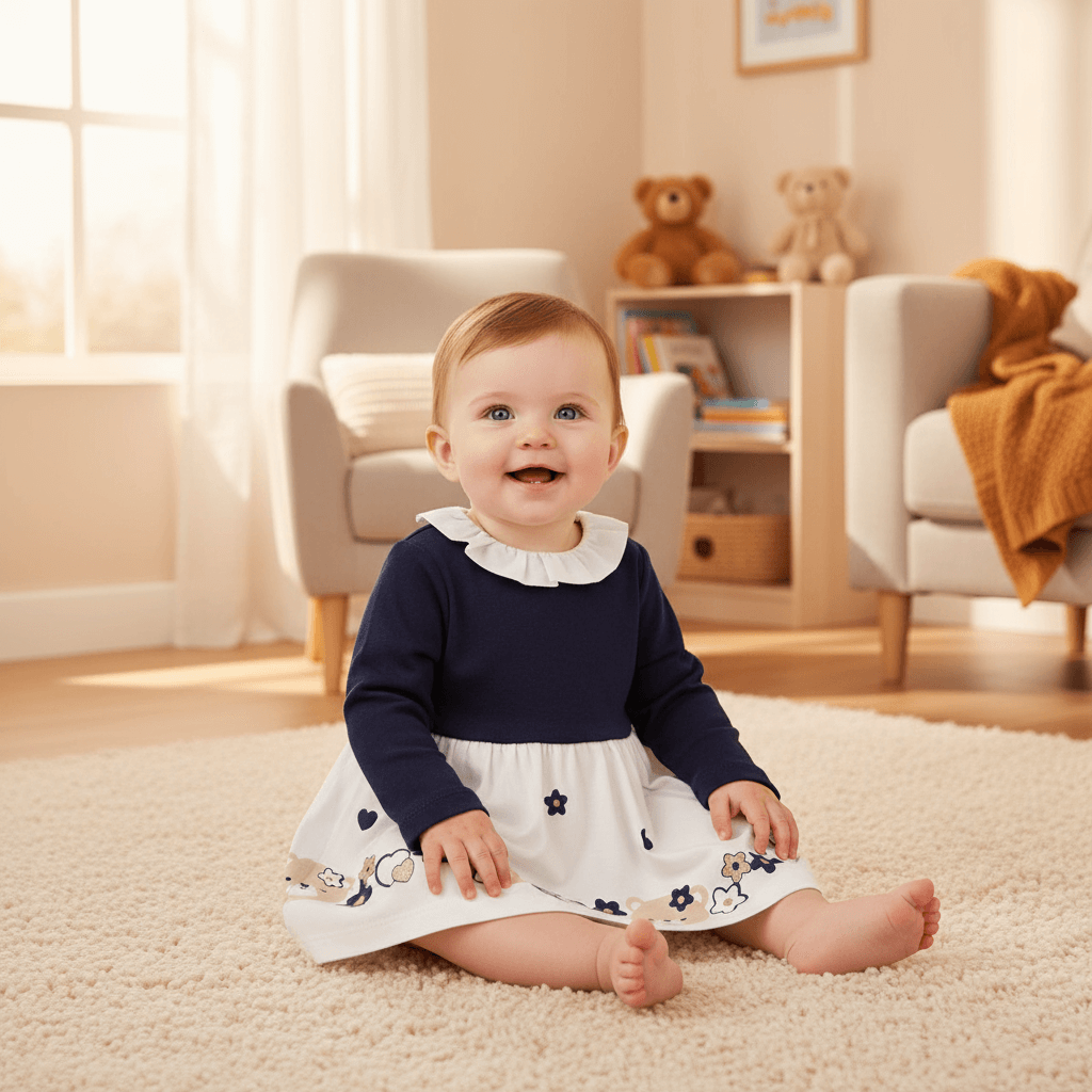 Abito CHICCO bianco e blu tema orsetto