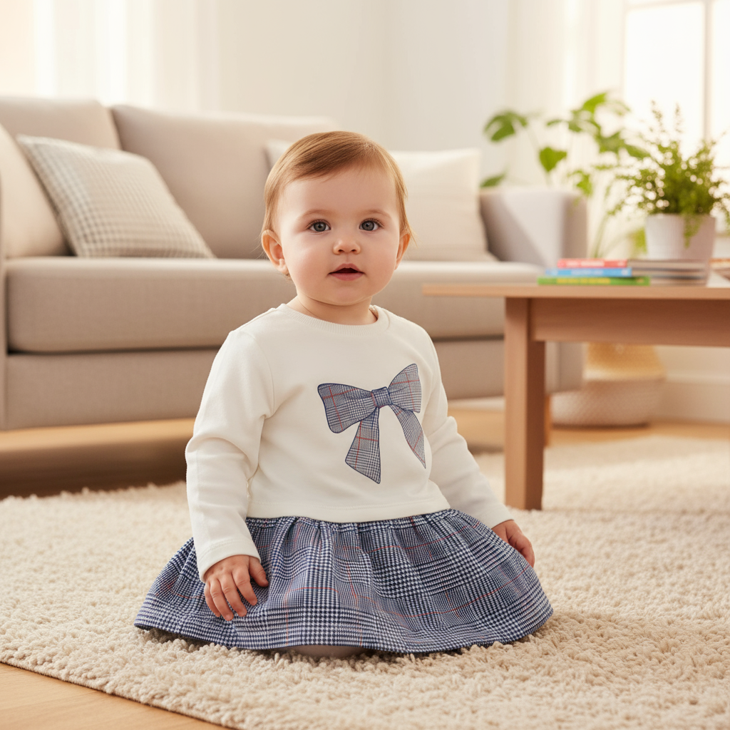 Abito CHICCO felpato con fiocco - Bambina 18 mesi