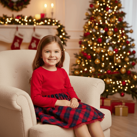 Abito CHICCO rosso scozzese Natale - Bambina