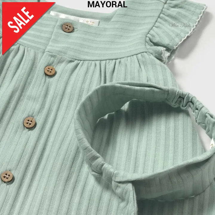 Abito e Fascia MAYORAL verde in cotone da neonata Abiti