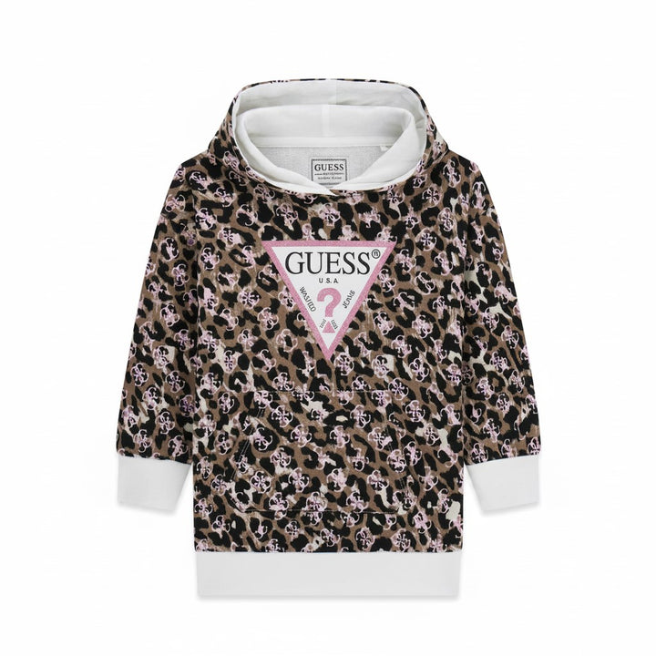 Vestido Guess com capuz estampado animal logo do tamanho 2 anos ao 7 anos