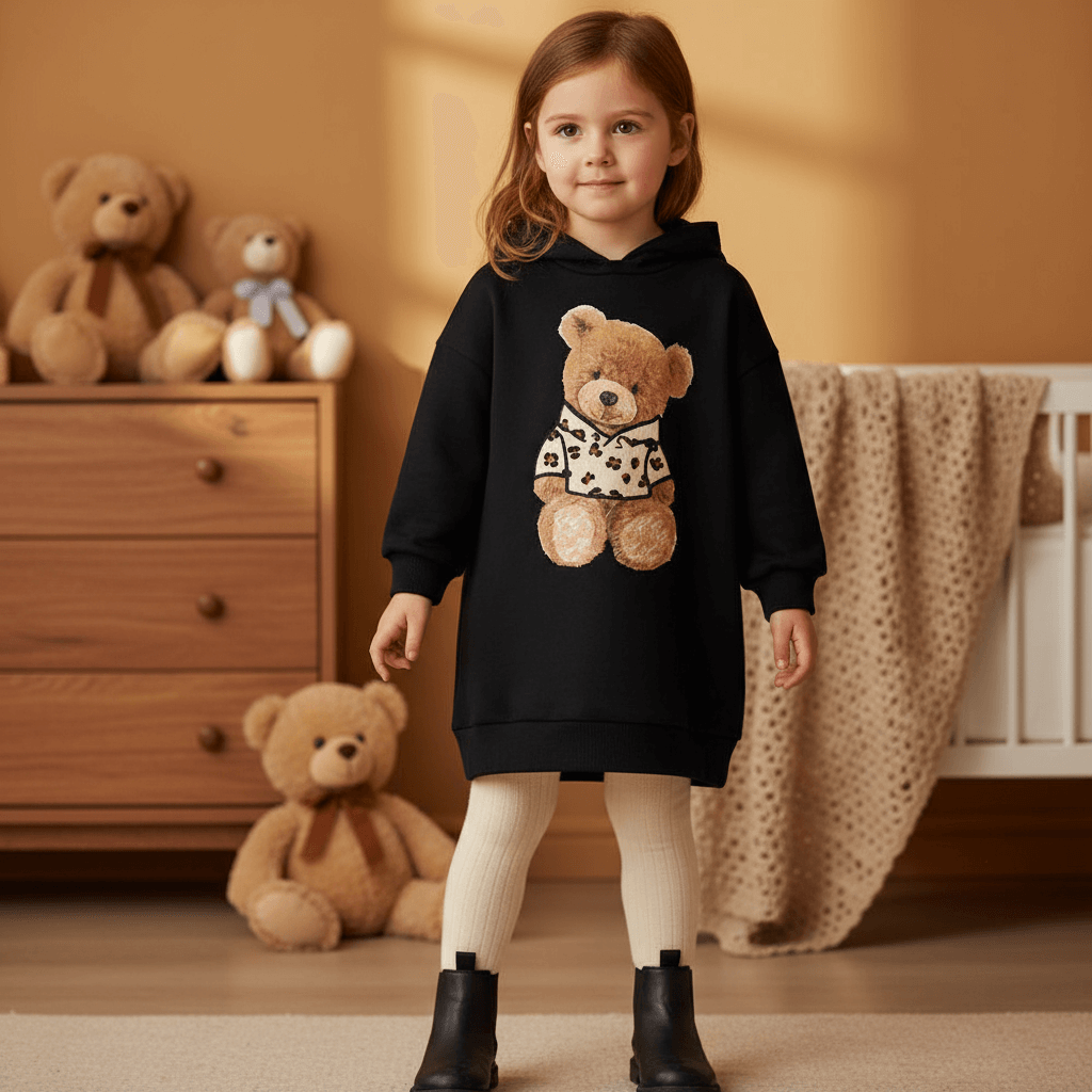 Abito MAYORAL felpa nero con stampa orso