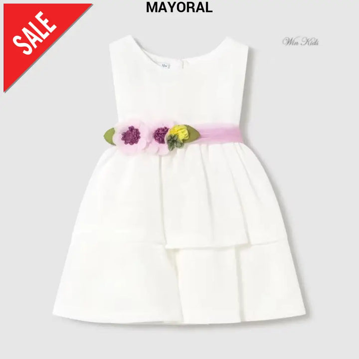Abito MAYORAL in lino con cintura rosa 6 mesi - 4 anni Abiti