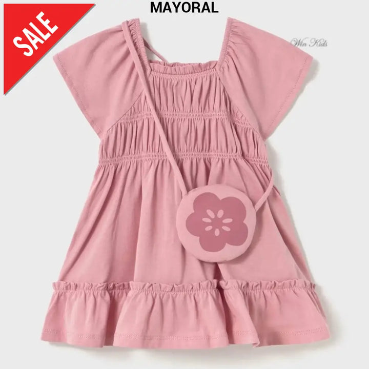 Abito MAYORAL rosa con borsa dalla 6 mesi alla 4anni Abiti