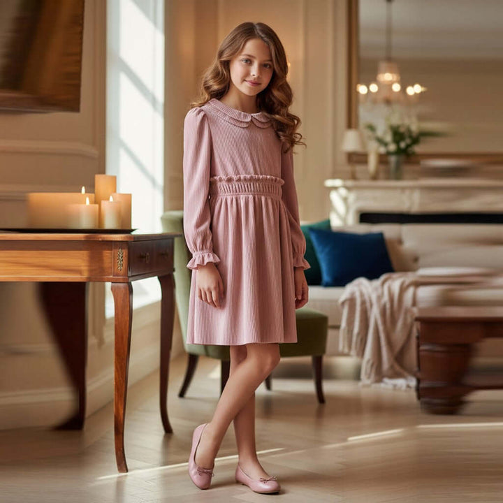 ABEL & LULA elegante vestido rosa plisado para ocasiones especiales 4 años - 12 años